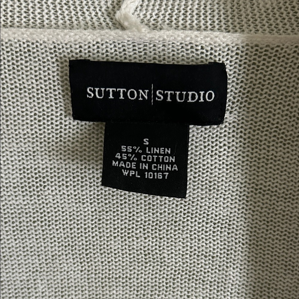 Sutton Studio Women’s White Open-Front Cardigan Size S - Picture 2 of 6